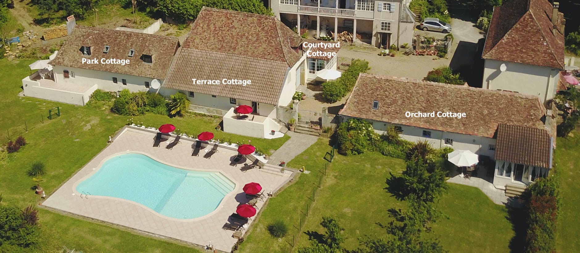Aerial view of our luxury holiday cottages