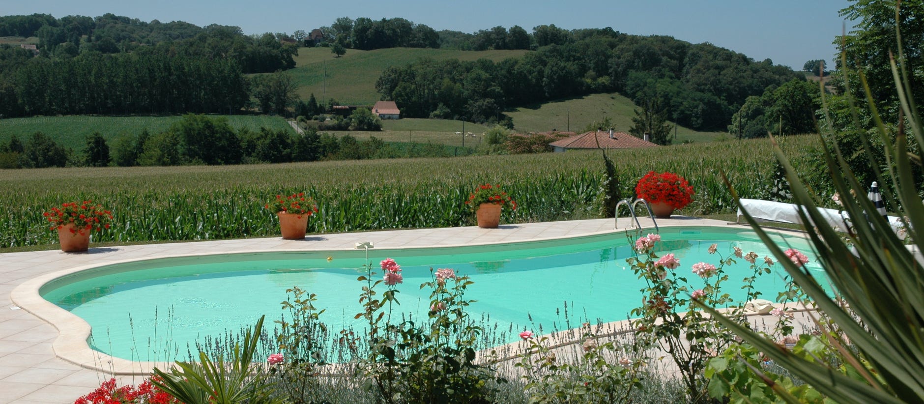 swimming pool with a view at Domaine Lavie